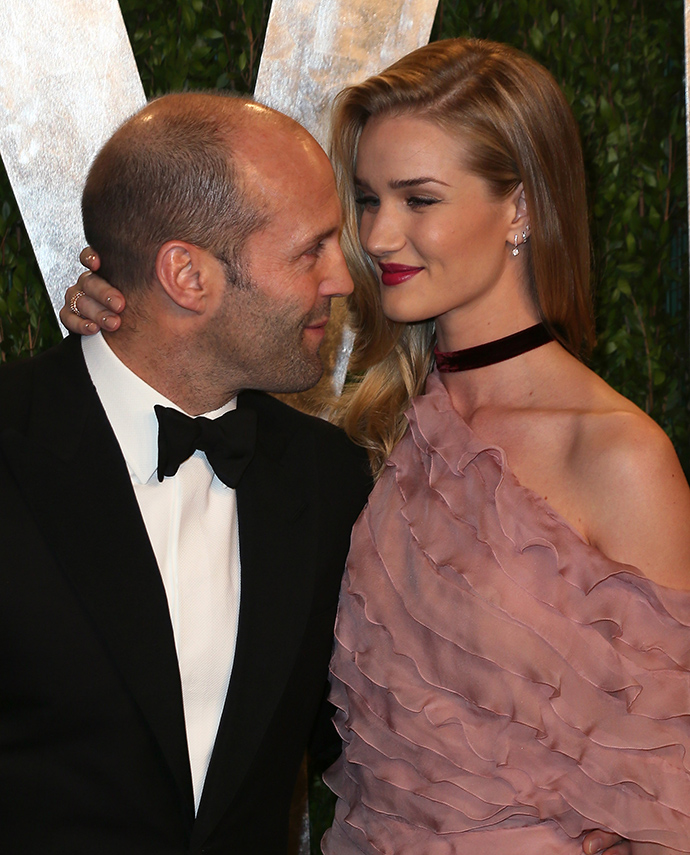 WEST HOLLYWOOD, CA - FEBRUARY 24: Actor Jason Statham (L) and model Rosie Huntington-Whiteley attend the 2013 Vanity Fair Oscar Party at the Sunset Tower Hotel on February 24, 2013 in West Hollywood, California. (Photo by David Livingston/Getty Images)