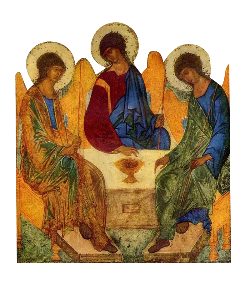 Троица, Андрей Рублев, 1425 г. (Государственная Третьяковская галерея)