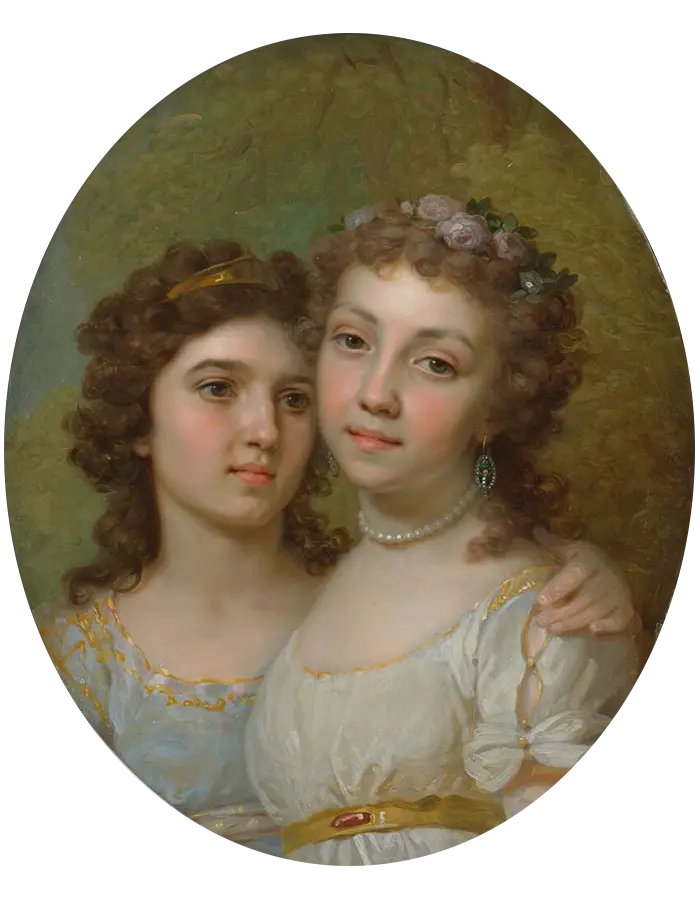 Лизынька и Дашинька, Владимир Боровиковский, 1794 г. (Государственная Третьяковская галерея)