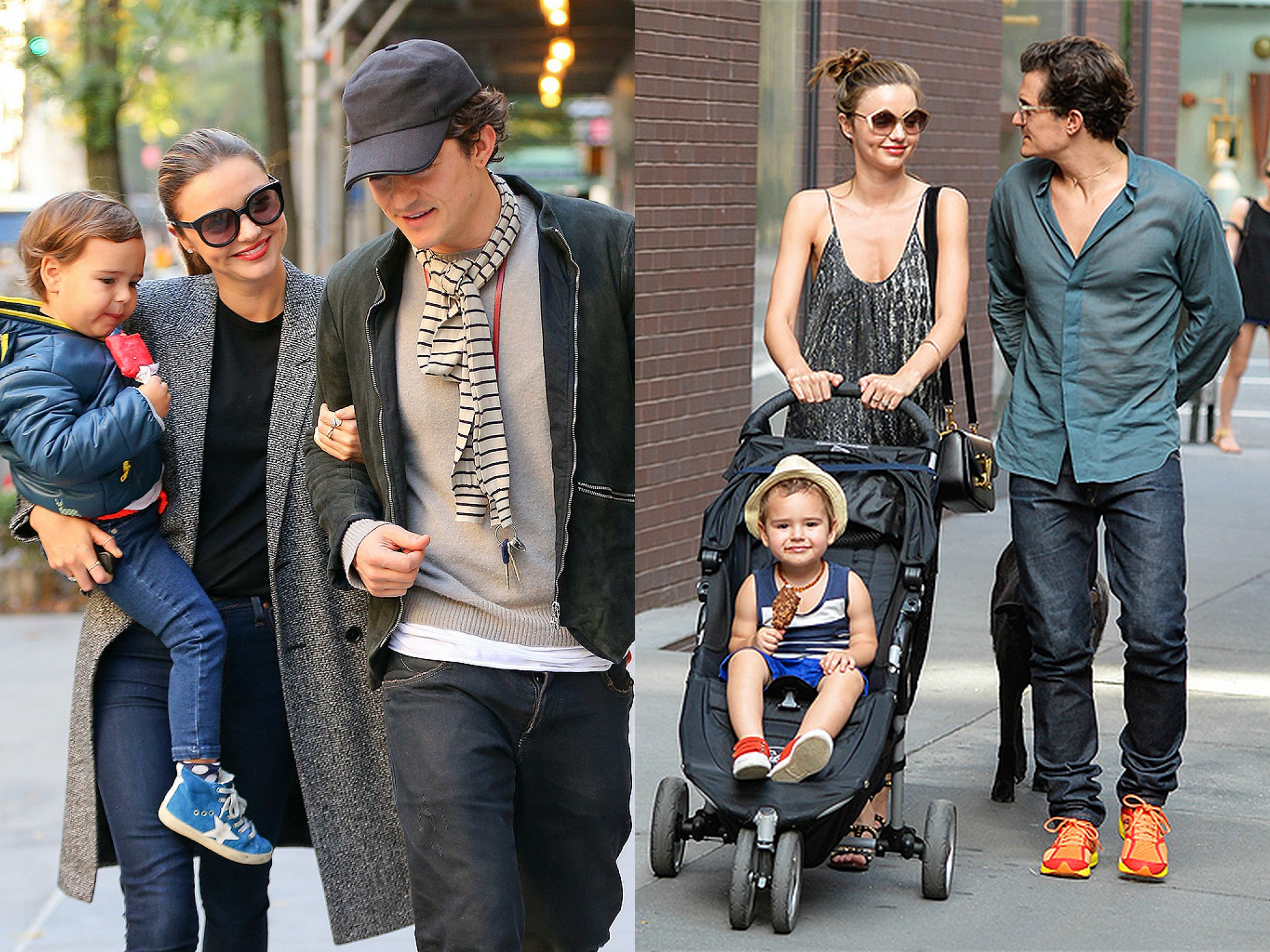 Орландо Блум и Миранда Керр с сыном Флинном 