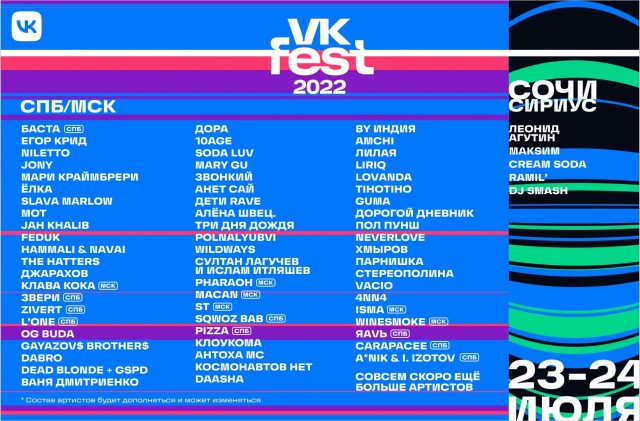 VK Fest возвращается: фестиваль в 2022-м пройдет в трех городах России