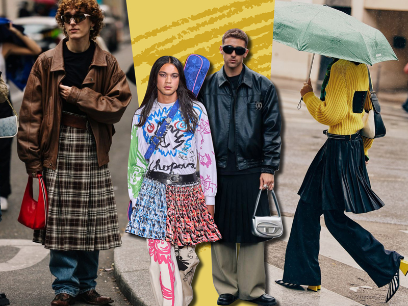 Pant + skirt at a glance is definitely a trending technique worth repeating.  We tell and show you how