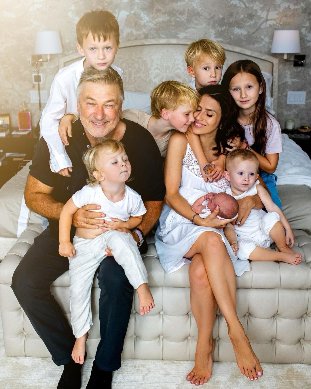 Alec Baldwin’s wife shares family portrait with their seven children